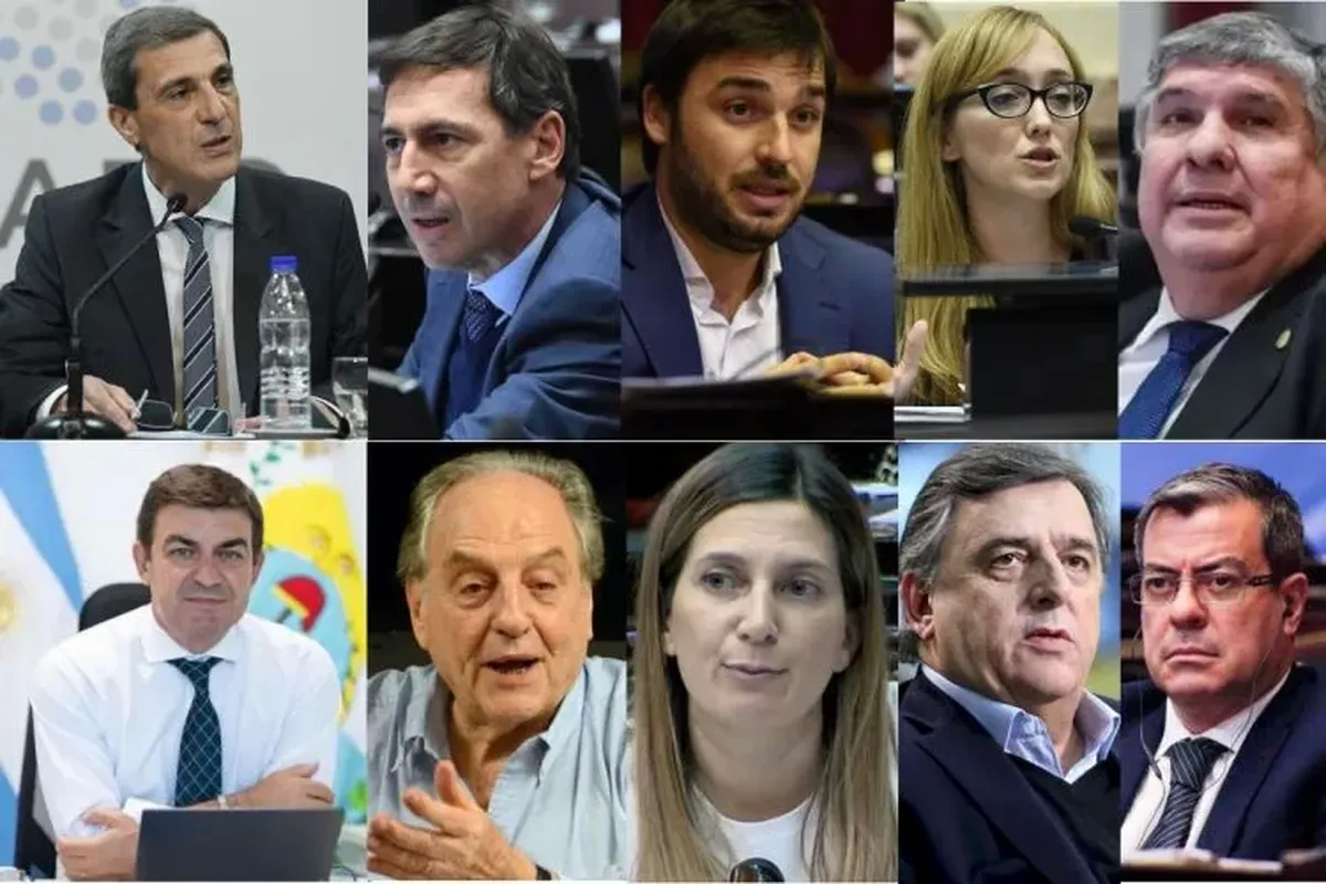 La imagen publicada por Labor Parlamentaria, con los 5 primeros senadores y los 5 primeros diputados. En la parte superior están Ricardo Guerra, Luis Naidenoff, Ignacio Torres, Anabel Fernández Sagasti y José Mayans. Abajo: Omar De Marchi, Carlos Heller, Silvia Lospennato y Germán Martínez.