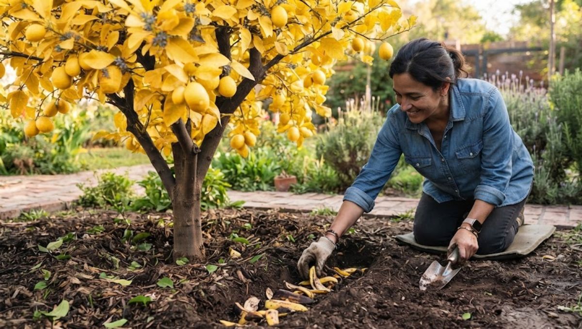 Las cáscaras de banana aportan nutrientes esenciales para el limonero.&nbsp;
