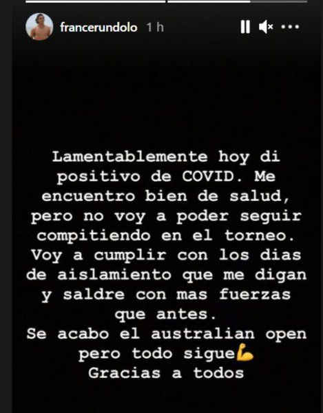 Francisco Cerúndolo dio la noticia en instagram.