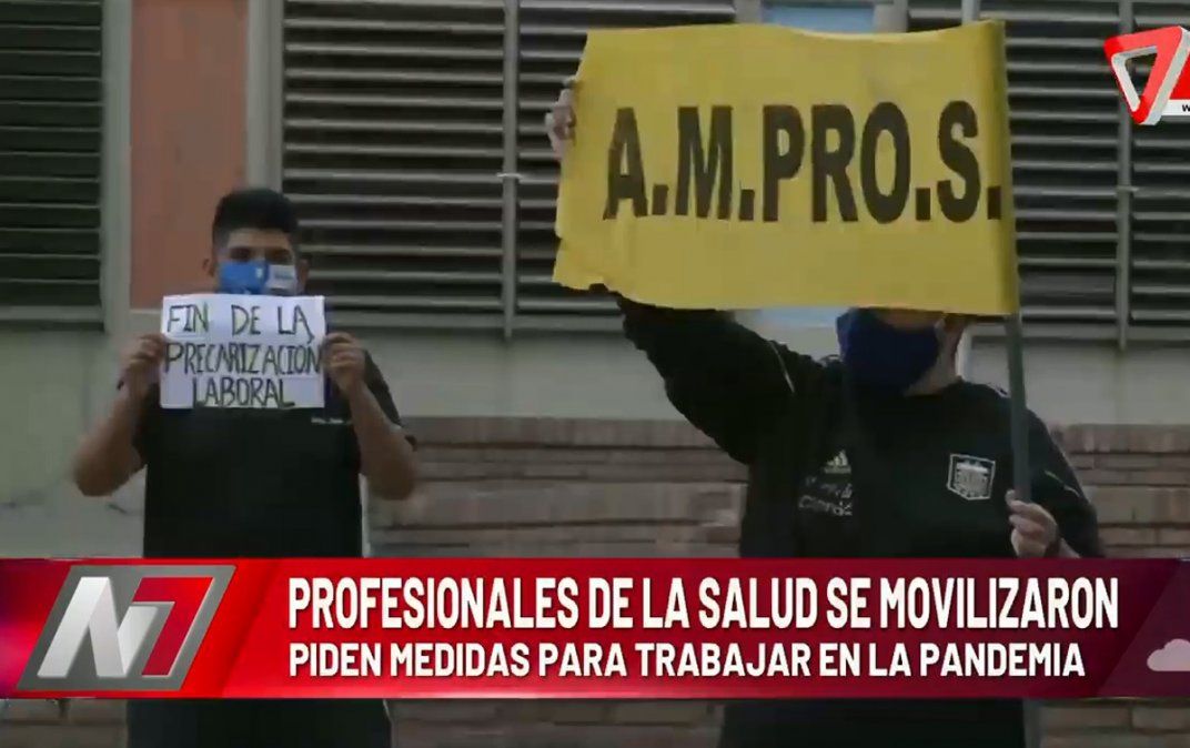 Movilización de AMPROS, la asociación que nuclea a los profesionales de la Salud en Mendoza.
