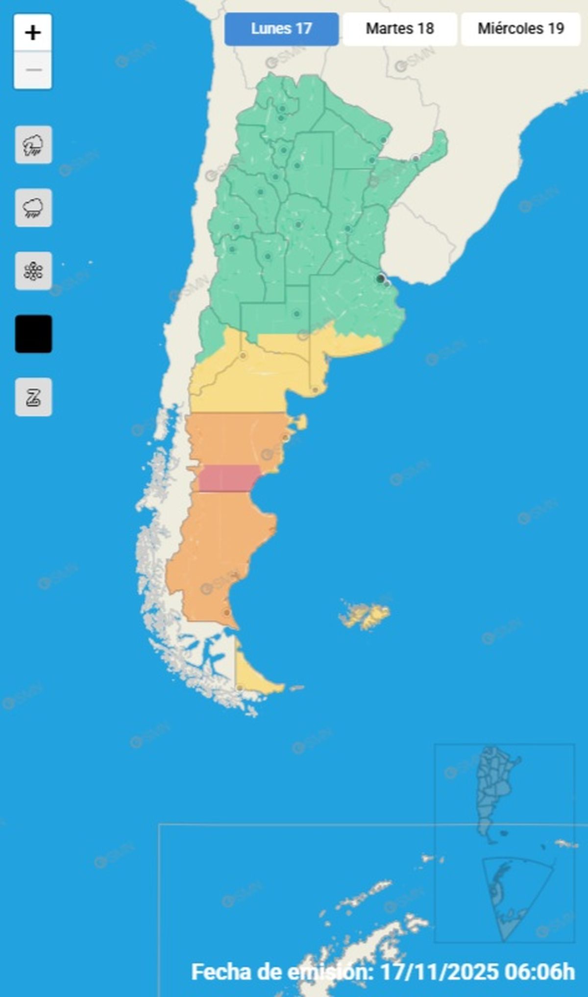 Estas son las provincias afectadas por los fuertes vientos Estas son las provincias afectadas por los fuertes vientos
