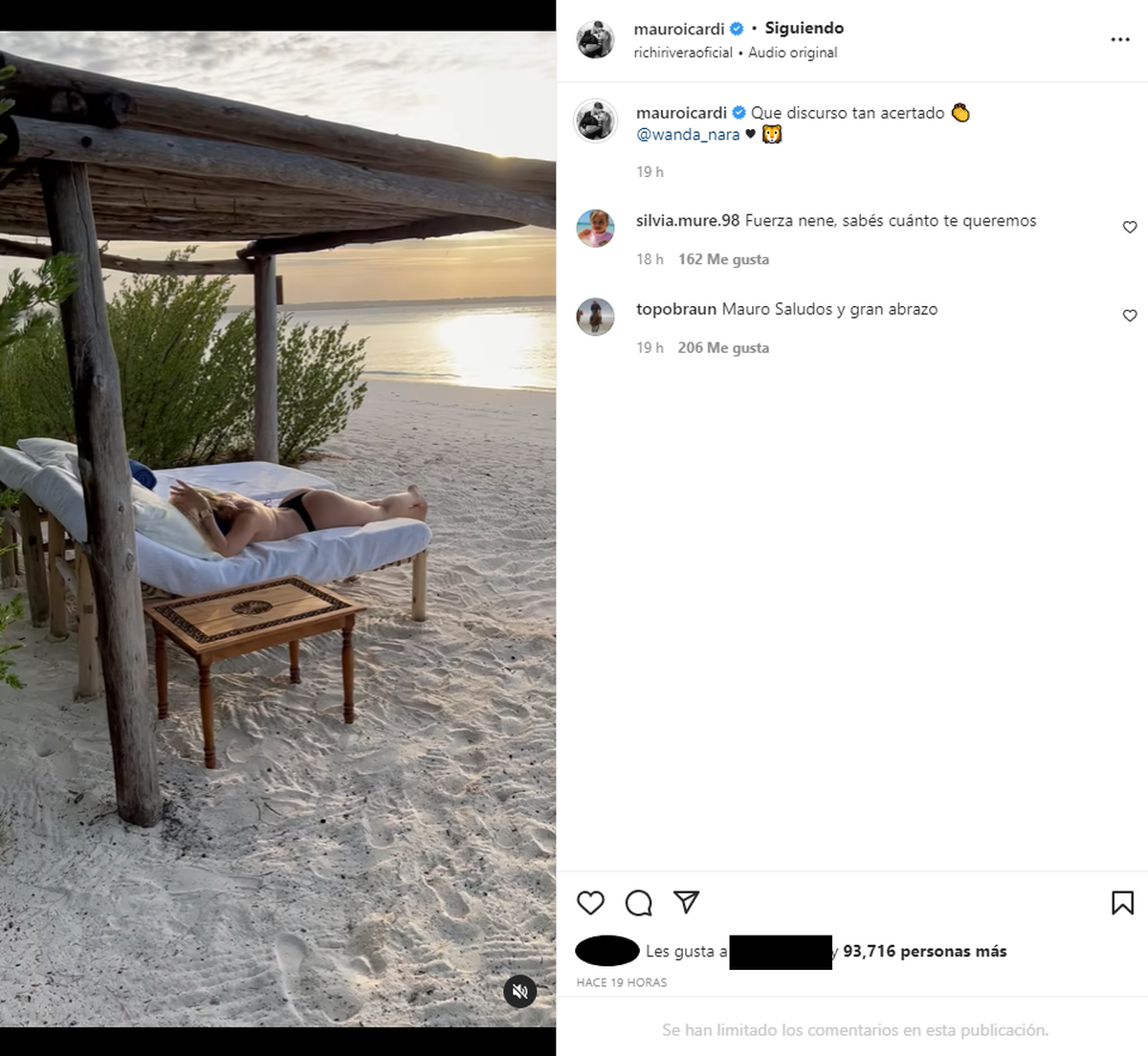 El posteo del video que Mauro Icardi subió a su Instagram.