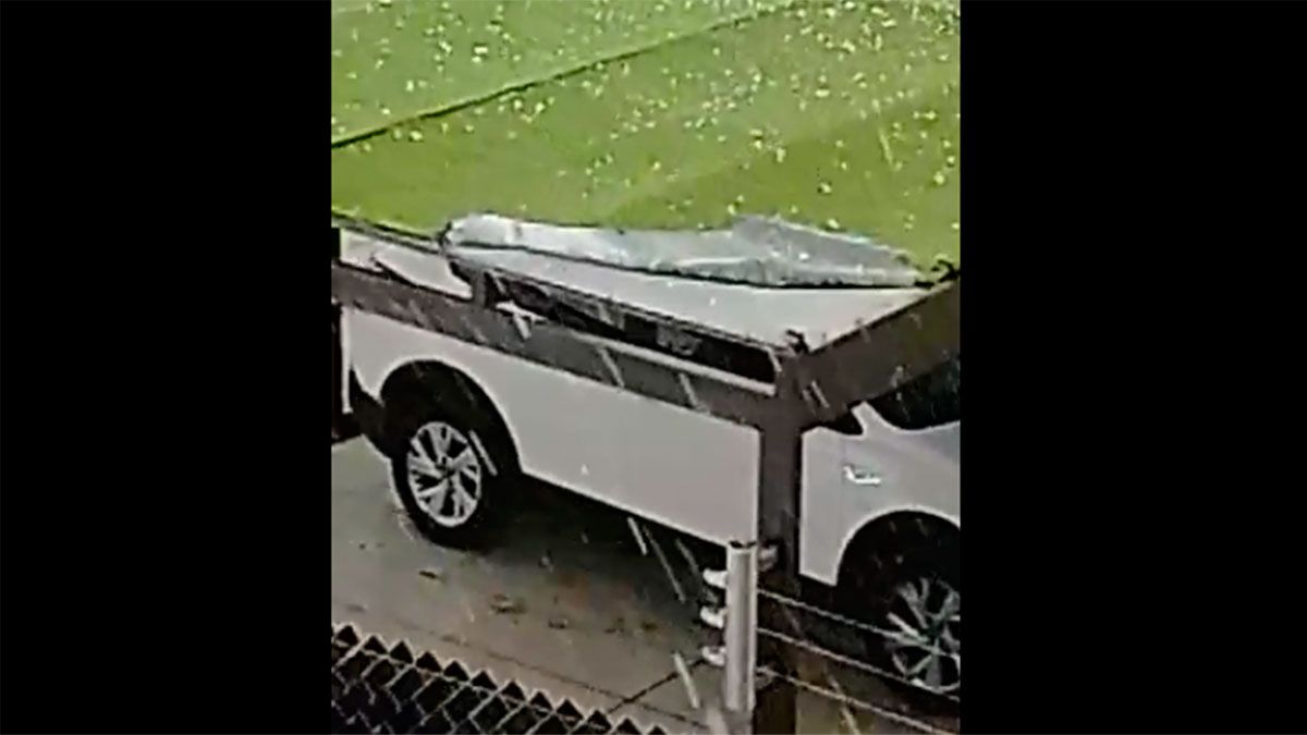 Captura de pantalla de granizada en El Challao.