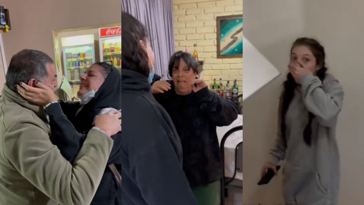 Volvió a Mendoza después de dos años, sorprendió a sus papás y su reacción emocionó a todos