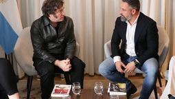 Javier Milei con el líder del partido Vox en&nbsp;Santiago Abascal&nbsp;en Madrid.