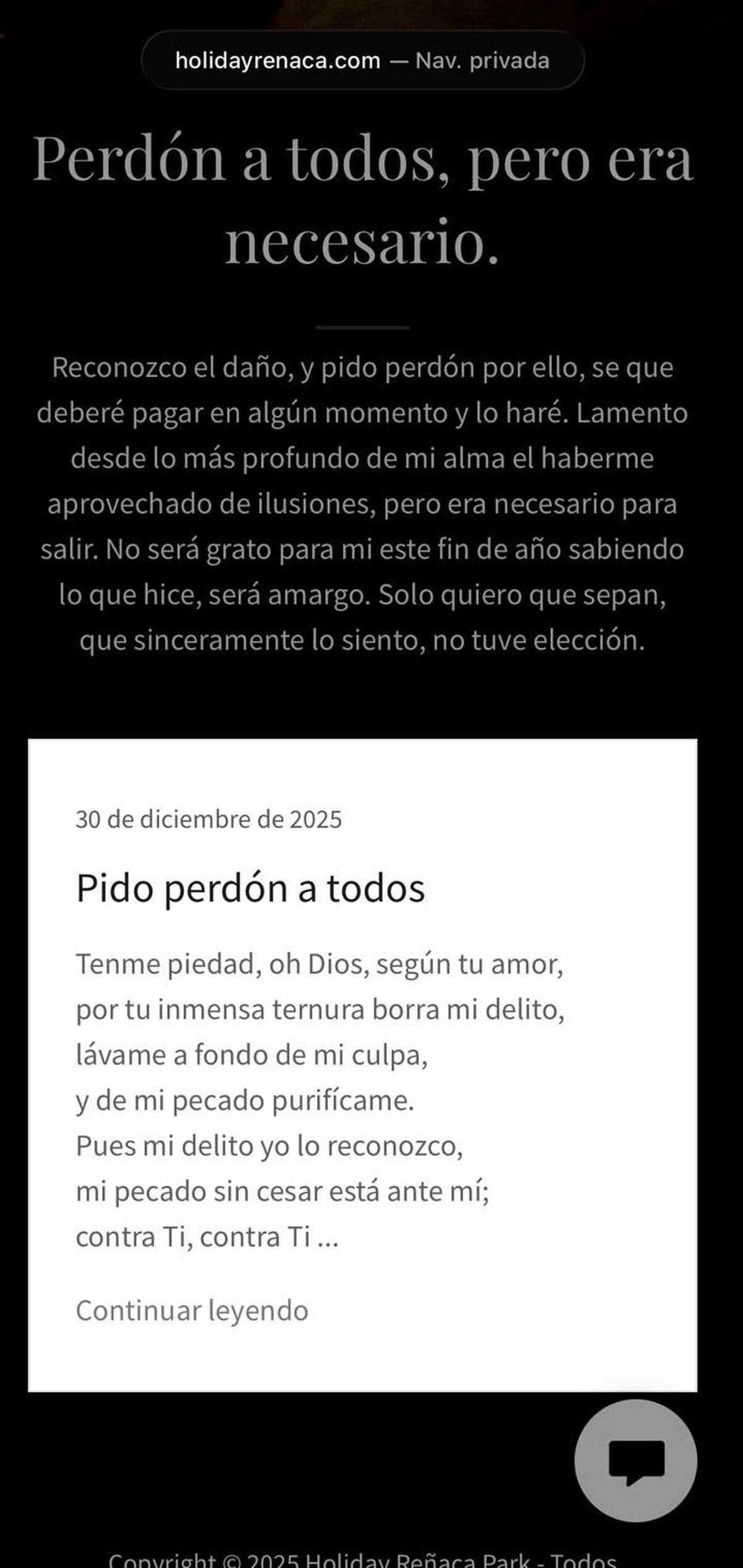 El mensaje bíblico del estafador de Reñaca en la página web trucha por la que engañó a cientos de turistas argentinos.
