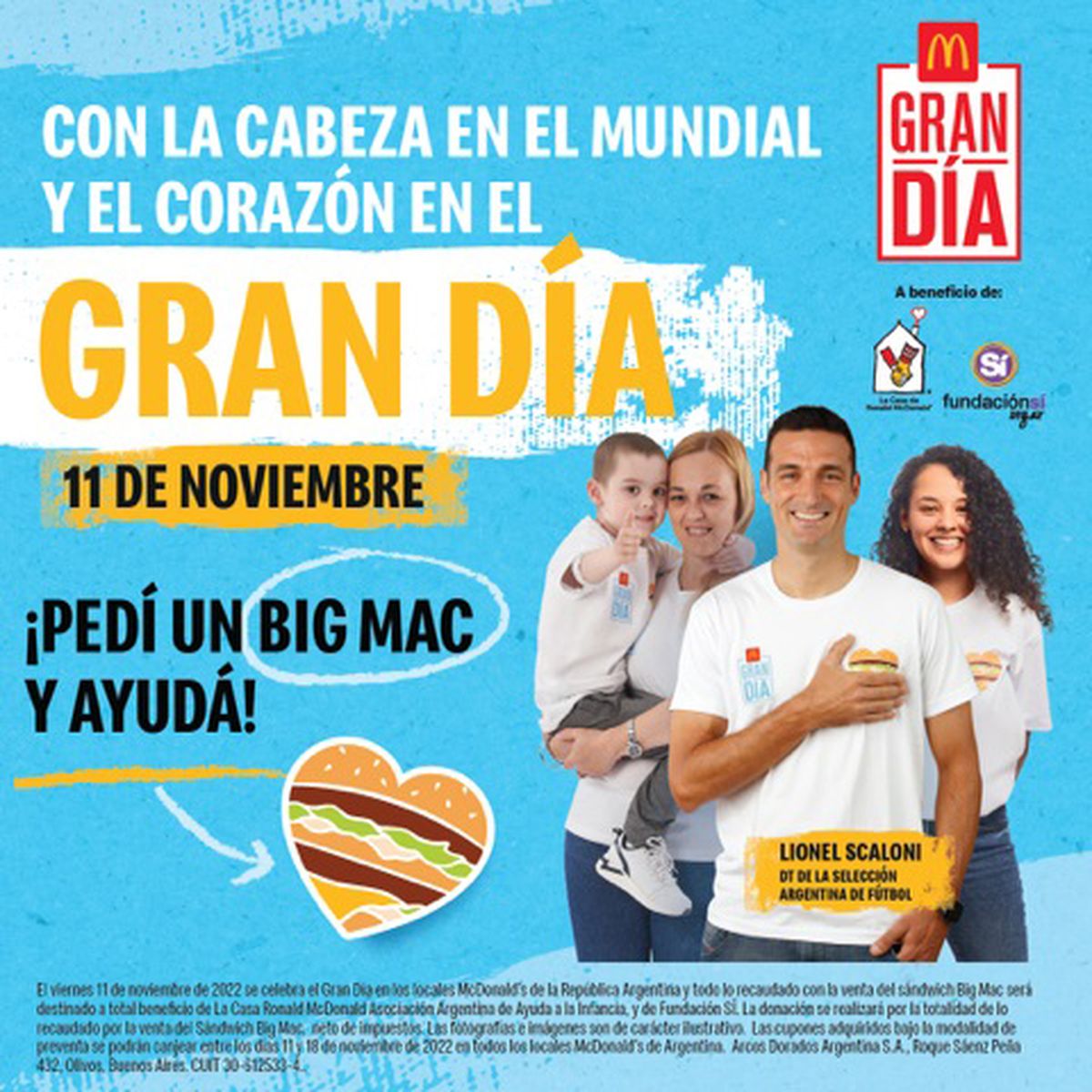 El viernes 11 de noviembre vuelve el Gran Día, la jornada solidaria más importante del año para McDonald's.