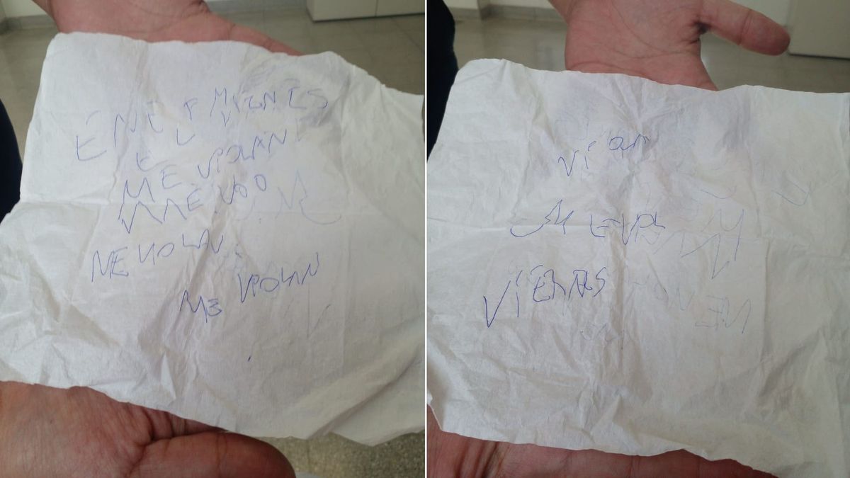 El escrito de puño y letra de Evelyn Carrera cuando contó sobre una posible violación. El escrito de puño y letra de Evelyn Carrera cuando contó sobre una posible violación.