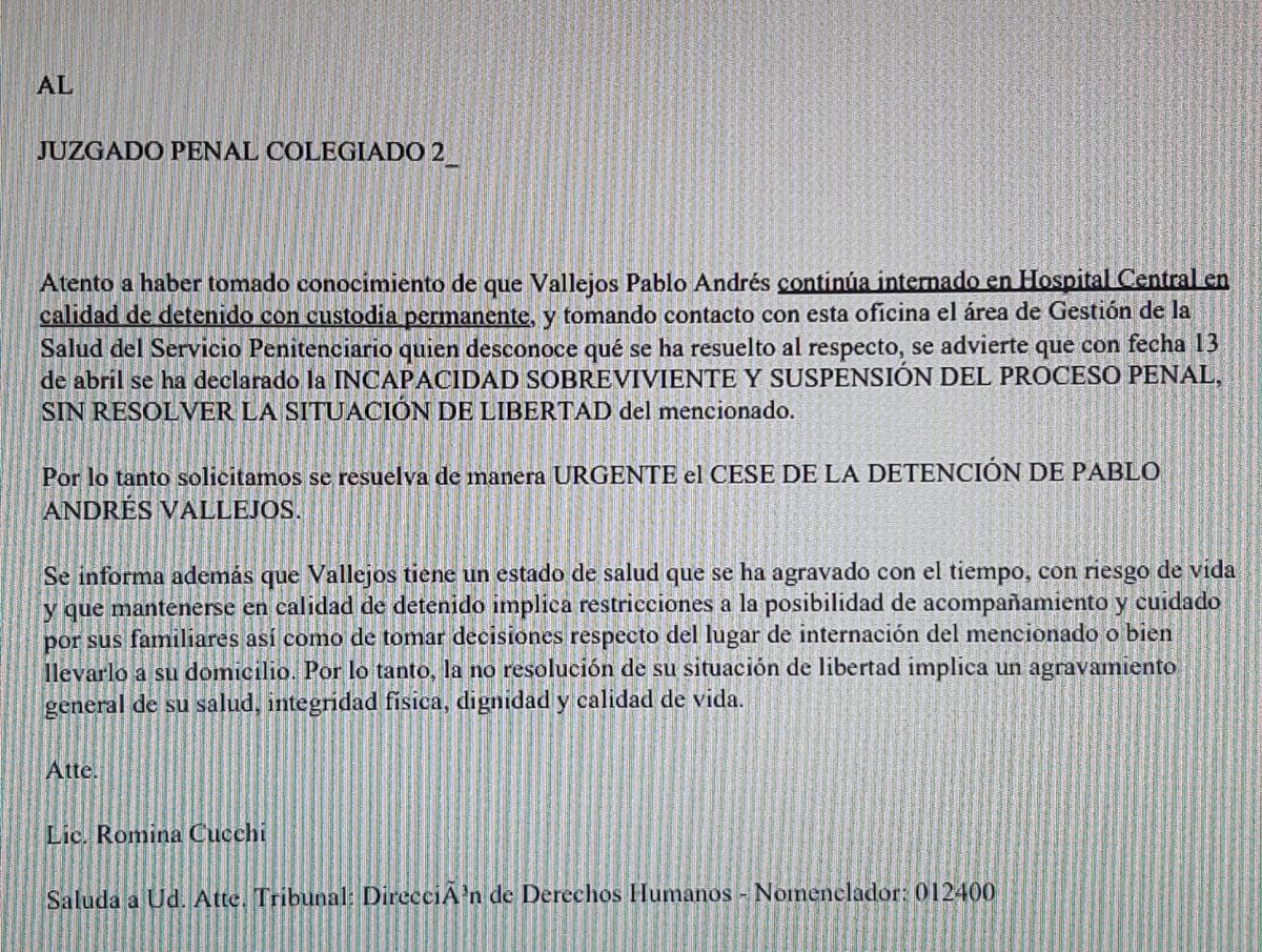 La nota de la Dirección de Derechos Humanos del Poder Judicial al Juzgado Penal Colegiado 2.