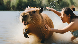 Un video viral dejó en shock a los internautas al mostrar el momento exacto en que un capibara atacó a una joven dentro de un lago