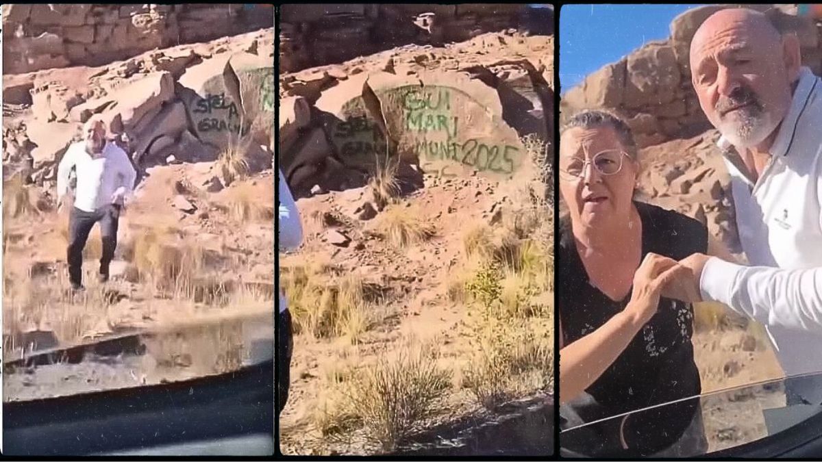 Una pareja vandalizó el paisaje natural en Potrerillos y fueron escrachados en las redes sociales. 