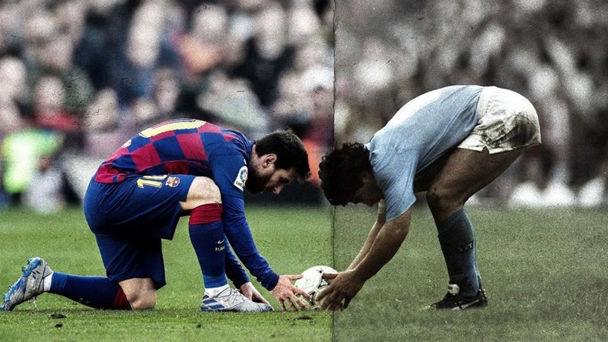 Lionel Messi y Diego Maradona, dos enormes futbolistas por los que cada Argentino saca pecho.