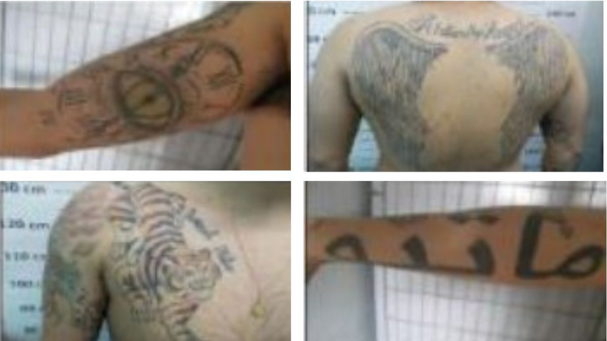 Los tatuajes identificatorios de los presos que se fugaron del sistema carcelario de Valparaíso. Los tatuajes identificatorios de los presos que se fugaron del sistema carcelario de Valparaíso.