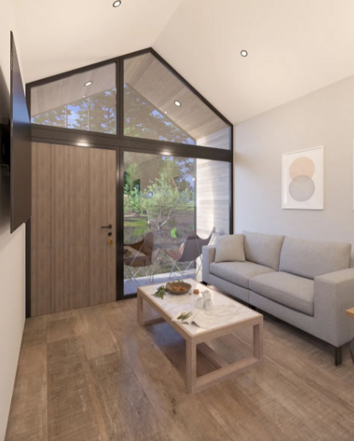 Interior de la casa prefabricada.