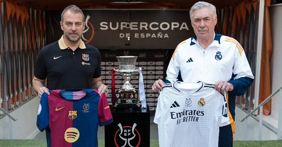 Los entrenadores de Barcelona y Real Madrid posaron para las cámaras. Los entrenadores de Barcelona y Real Madrid posaron para las cámaras.