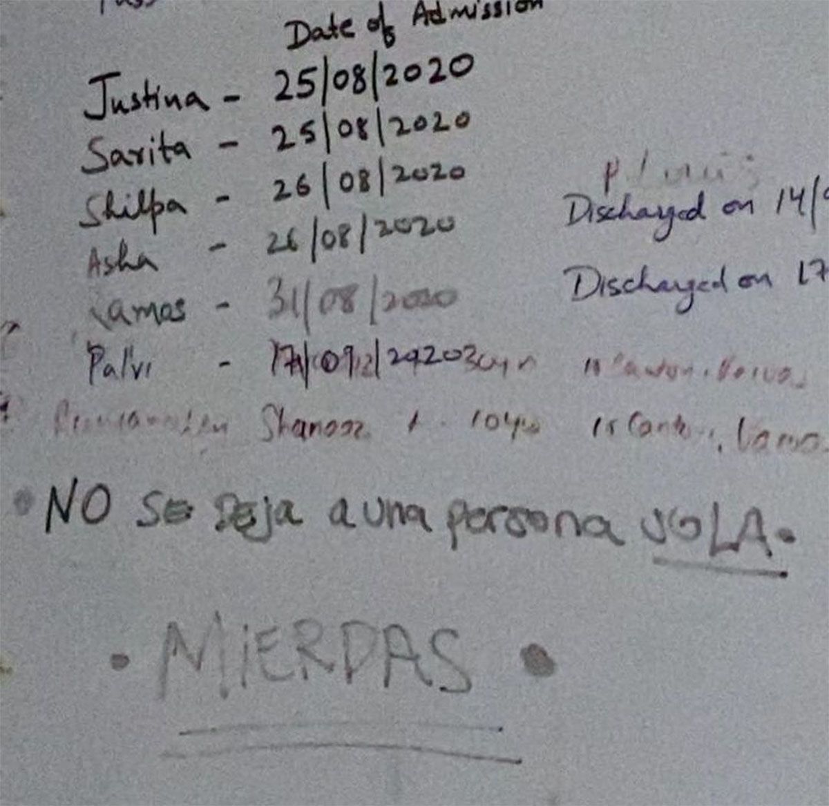 Una de las imágenes que posteó en Instagram cuando encontró el cuaderno que llenó mientras estaba internada por Covid en África