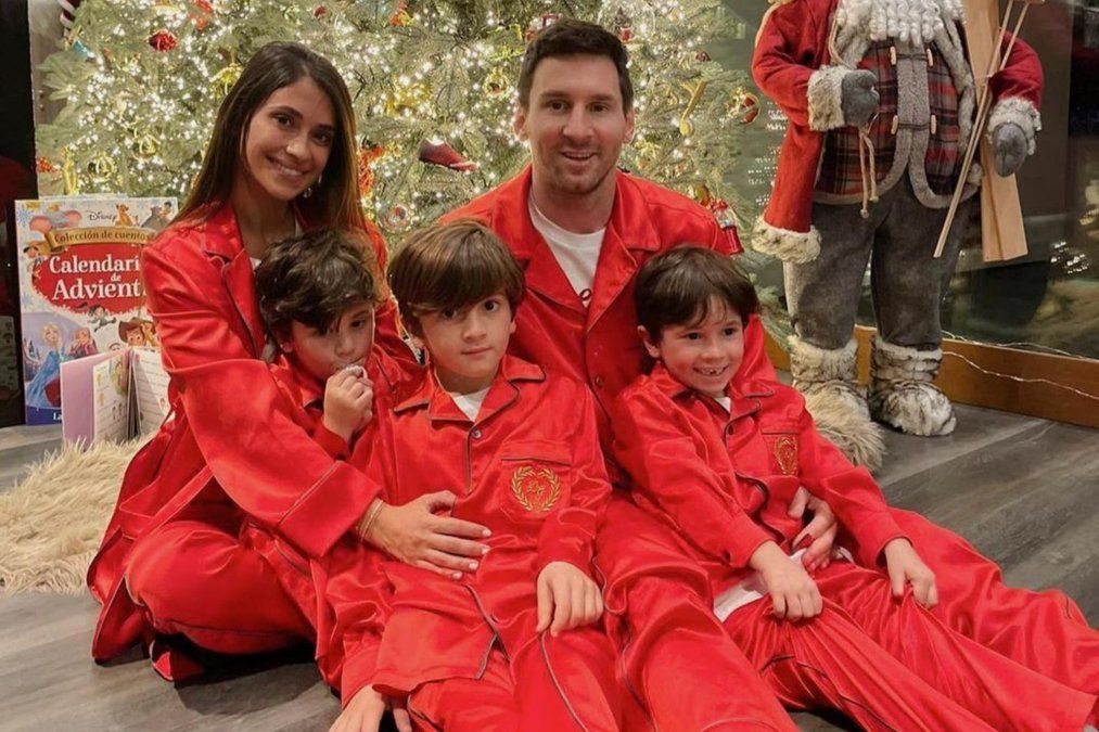 Messi pasó la Navidad en Rosario con su esposa e hijos.