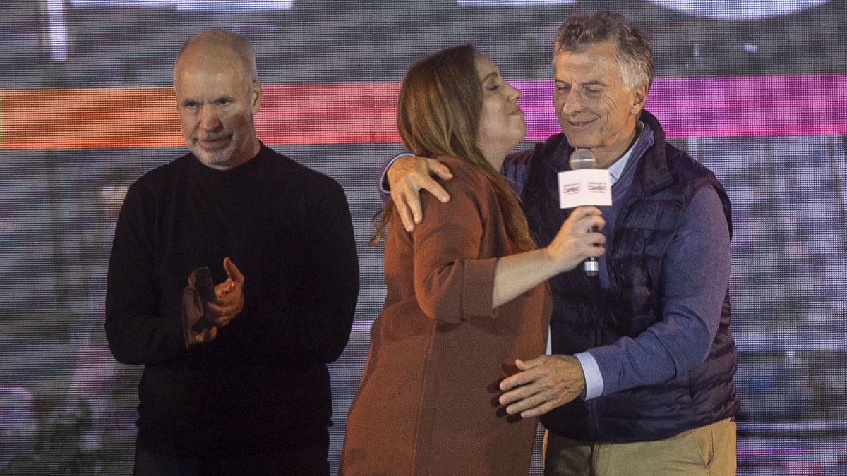 Mauricio Macri durante los festejos de Juntos por el Cambio por la victoria en las PASO 2021.