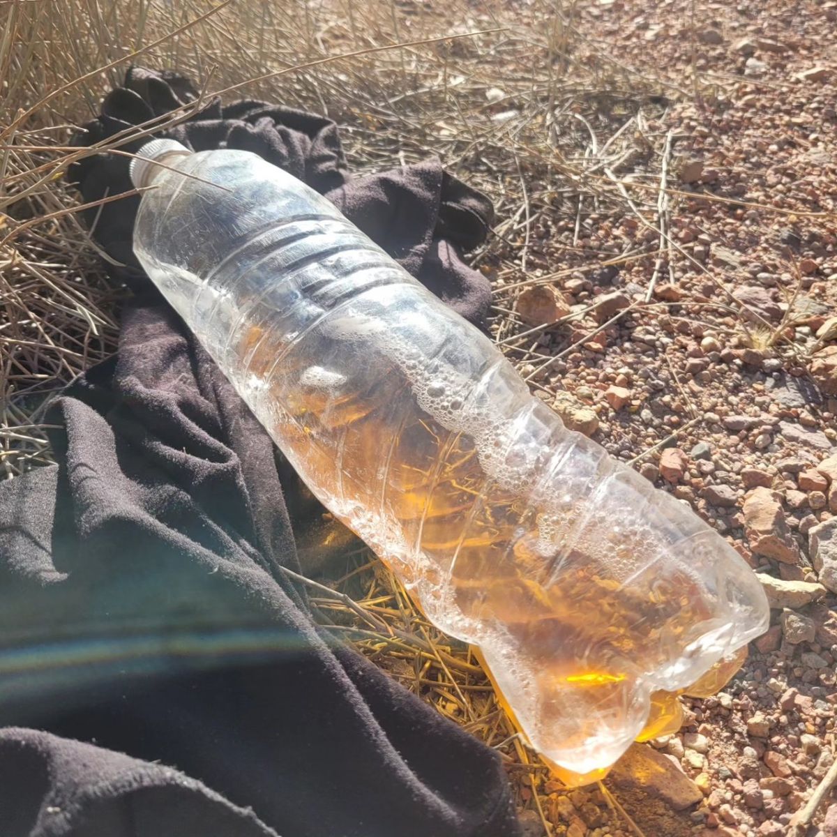 Una de las fotos que publicó Mingorance de una botella con orina.