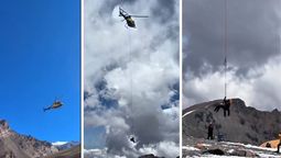 Imágenes del rescate con eslinga larga con carga externa en el cerro Aconcagua.