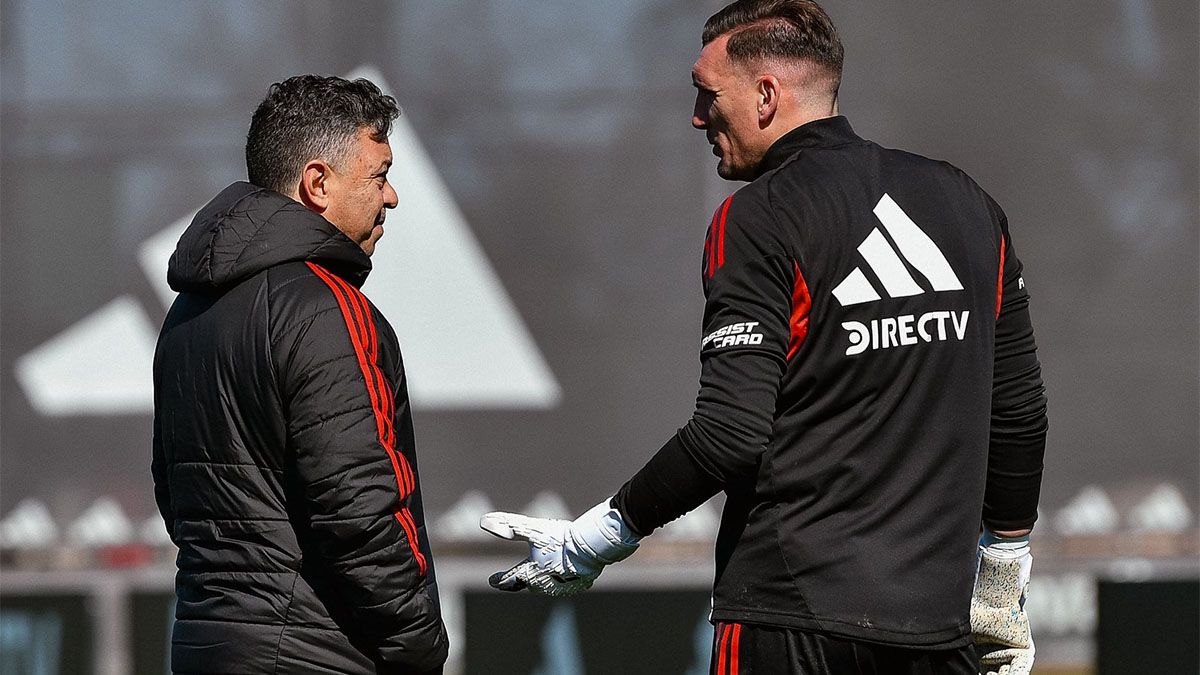 Marcelo Gallardo y Franco Armani