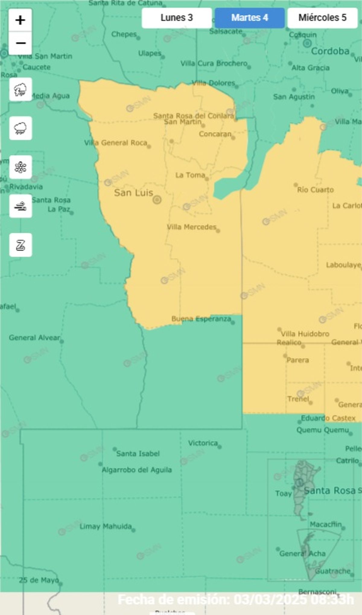 Gran parte de la provincia en alerta Gran parte de la provincia en alerta