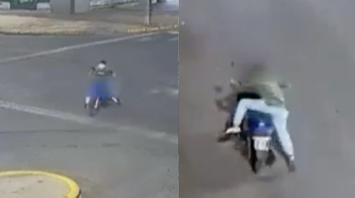 El video te pone los pelos de punta: Un nene de 12 años robó una moto y en la huída casi lo atropellan.