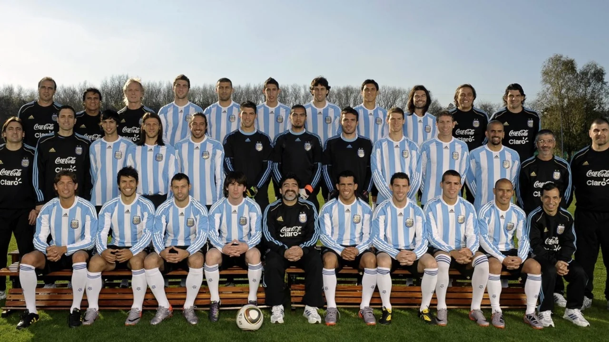 El plantel de la Selección Argentina que jugó el Mundial Sudáfrica 2010. 