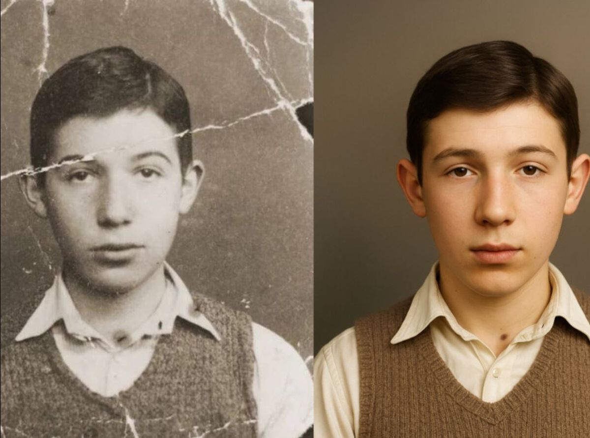 Una foto de 100 años de antigüedad queda nueva en segundos. Gemini. 