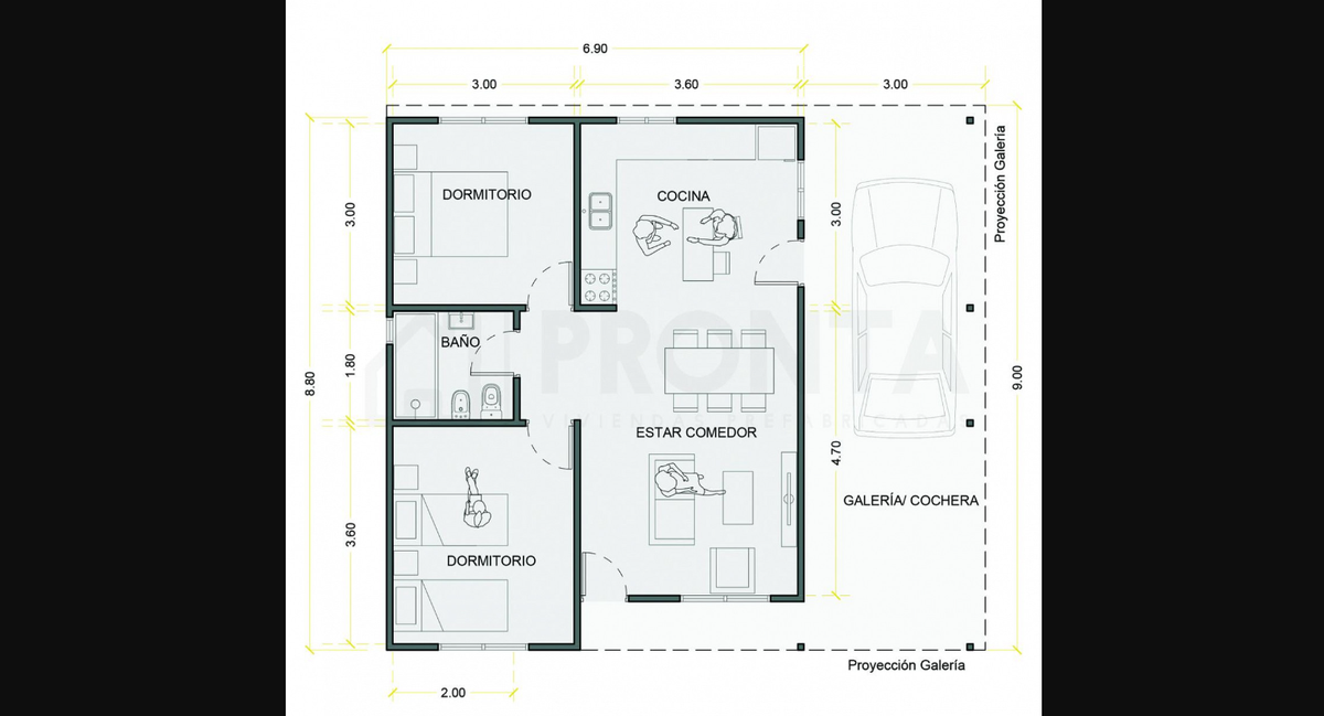 El plano de la casa prefabricada