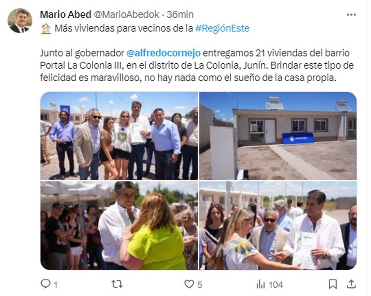 El intendente de Junín, Mario Abed, celebró la entrega de viviendas. El intendente de Junín, Mario Abed, celebró la entrega de viviendas.