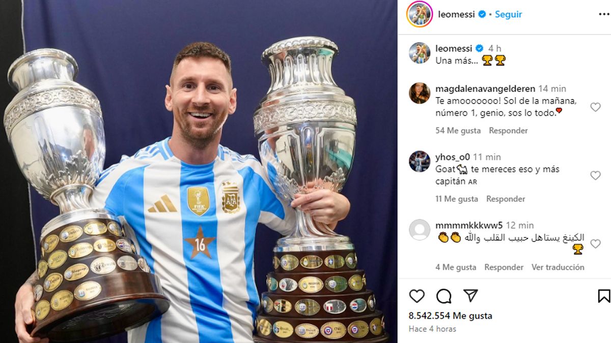 Leonel Messi festejó en las redes la obtención de la Copa América.