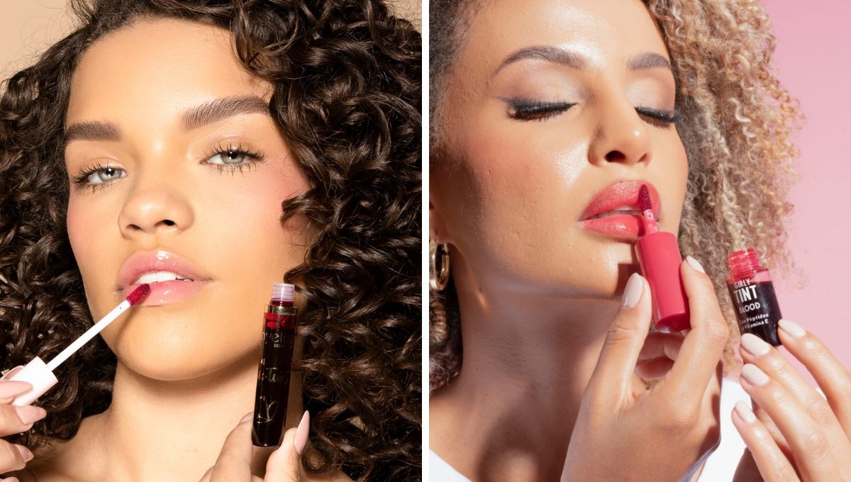 Las tintas para labios pueden usarse en las mejillas y como sombra de ojos. Las tintas para labios pueden usarse en las mejillas y como sombra de ojos. 