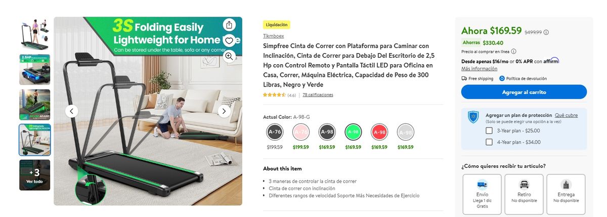 La cinta de correr Simpfree está de oferta en Walmart. La cinta de correr Simpfree está de oferta en Walmart.