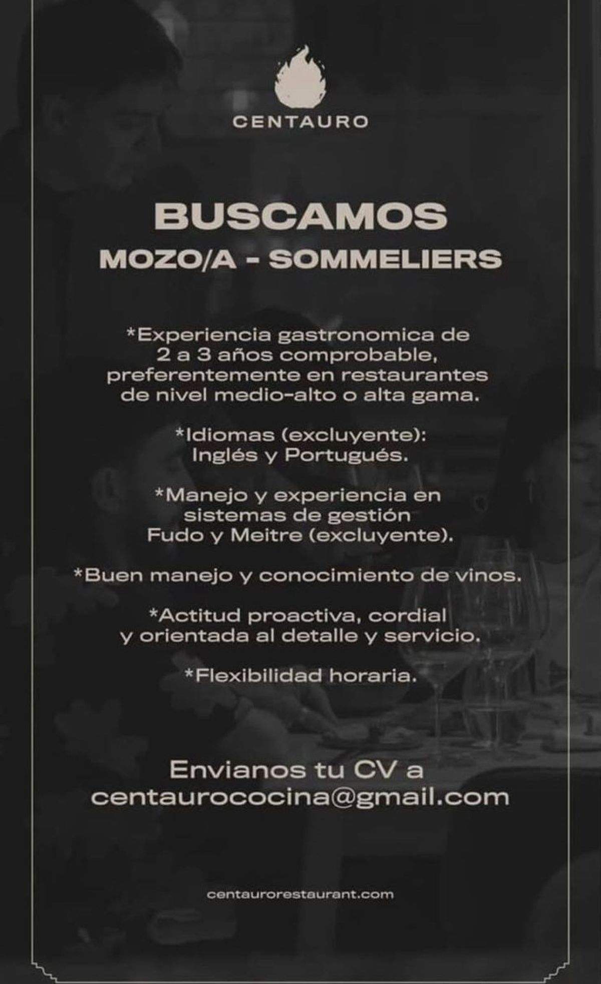 La oferta de trabajo fue difundida en la red social Instagram.  La oferta de trabajo fue difundida en la red social Instagram. 