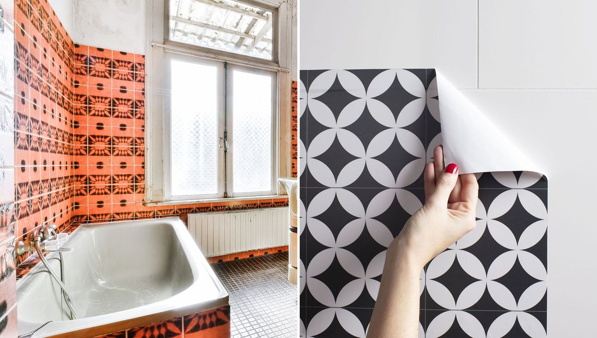 Una opción buena, bonita y barata para cambiar los antiguos azulejos de tu baño es usar papel vinilo adhesivo. Una opción buena, bonita y barata para cambiar los antiguos azulejos de tu baño es usar papel vinilo adhesivo.