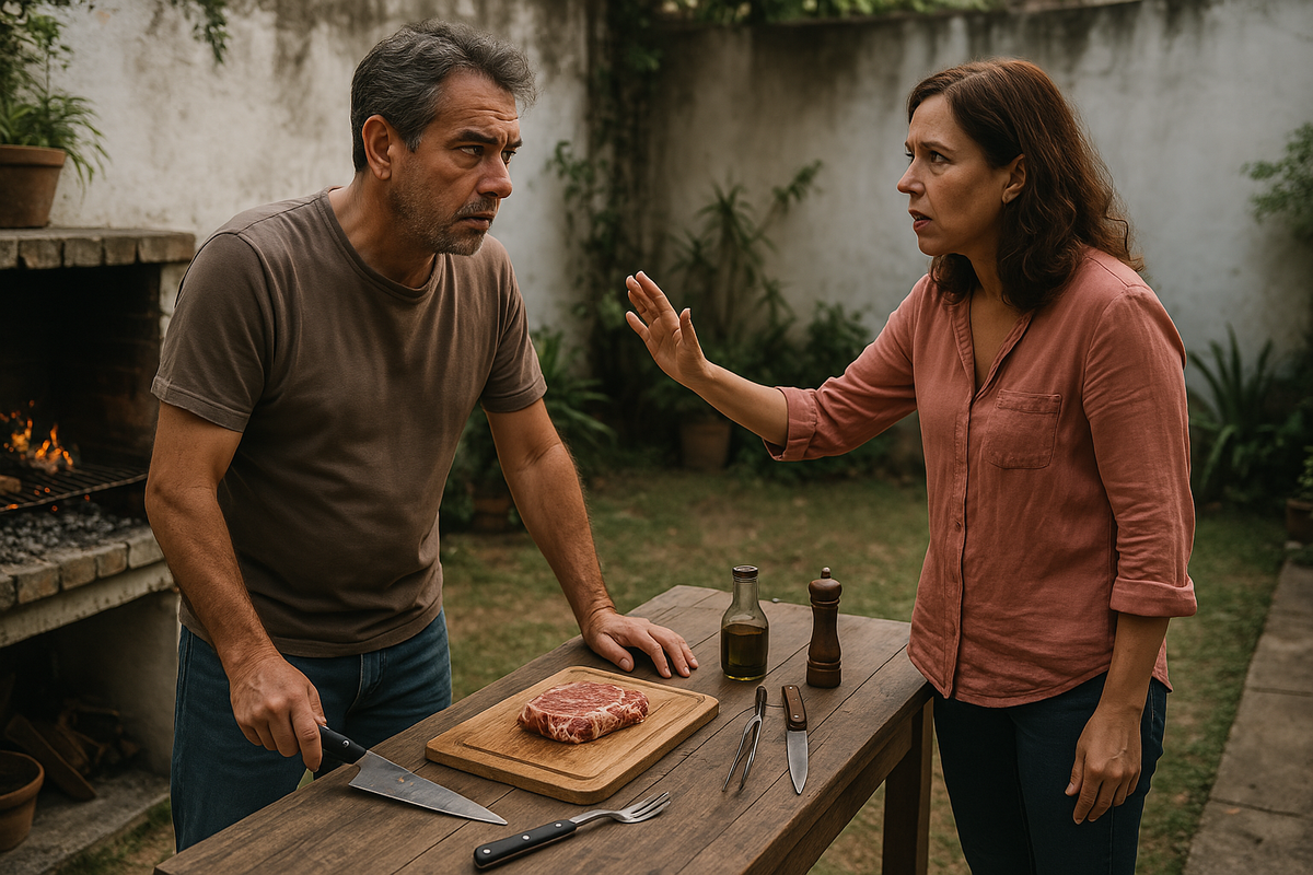 El algo sospechó: que alguien te haga levantar un asado a medio cocinar de la propia parrilla, significa que algo anda realmente mal. El algo sospechó: que alguien te haga levantar un asado a medio cocinar de la propia parrilla, significa que algo anda realmente mal.