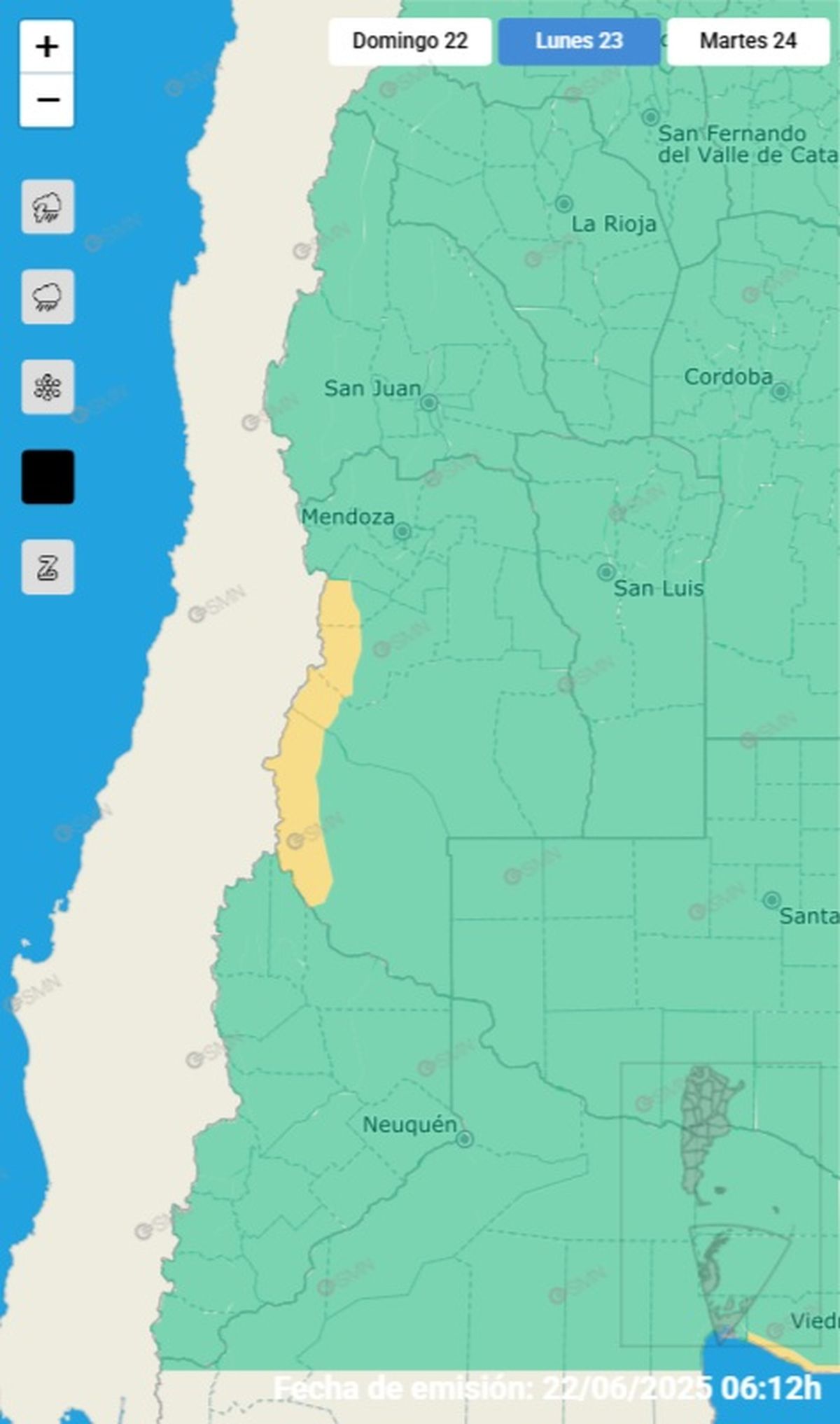 Estas son las zonas en alerta este lunes Estas son las zonas en alerta este lunes