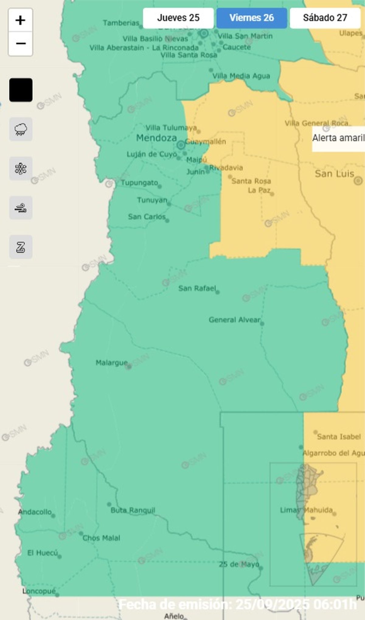 Estas son las zonas en alerta por fuertes tormentas Estas son las zonas en alerta por fuertes tormentas