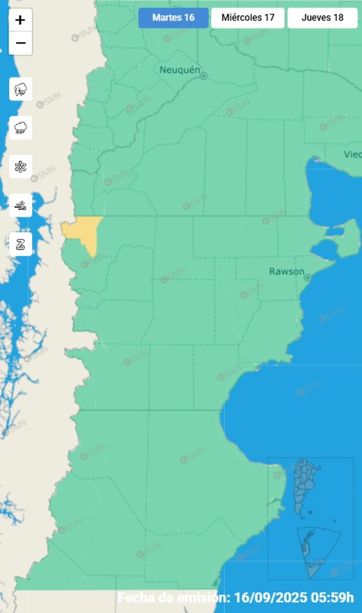 Esta es la única zona afectada este martes Esta es la única zona afectada este martes