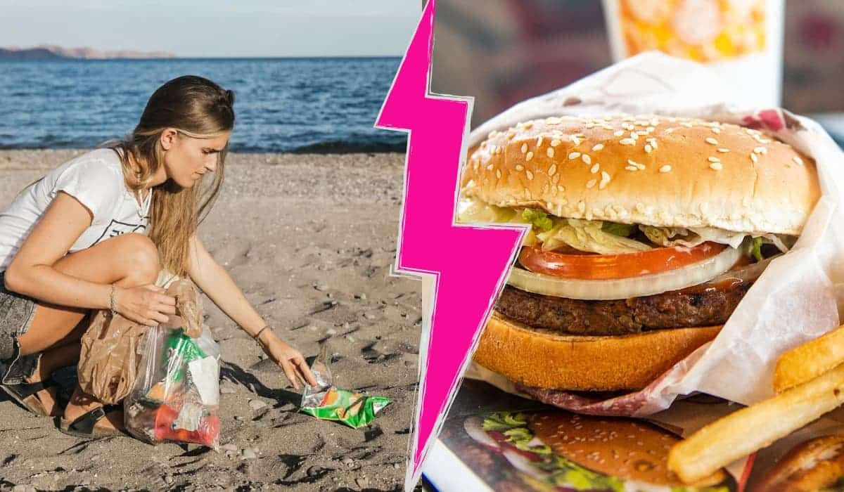 Buena iniciativa. Hamburguesa gratis por limpiar la basura de la playa.