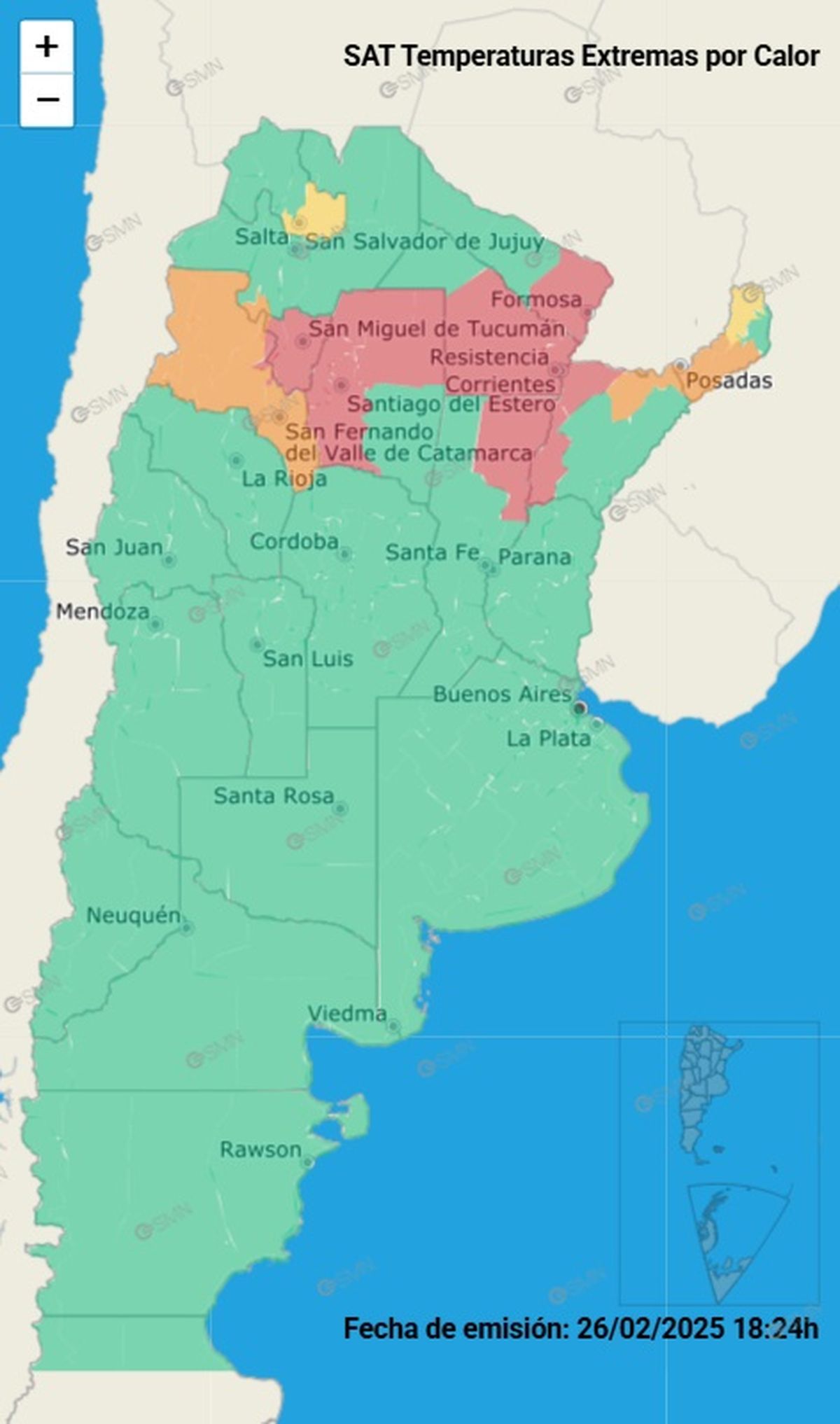 Solo esta parte del país se encunetra en alerta Solo esta parte del país se encunetra en alerta