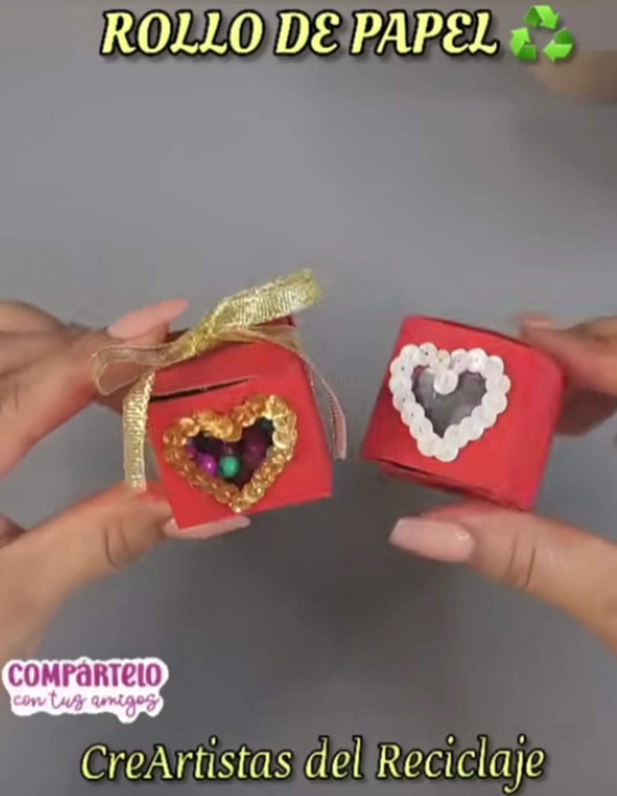 Reciclaje: c&oacute;mo hacer un regalo para San Valent&iacute;n con tubos de papel higi&eacute;nico.