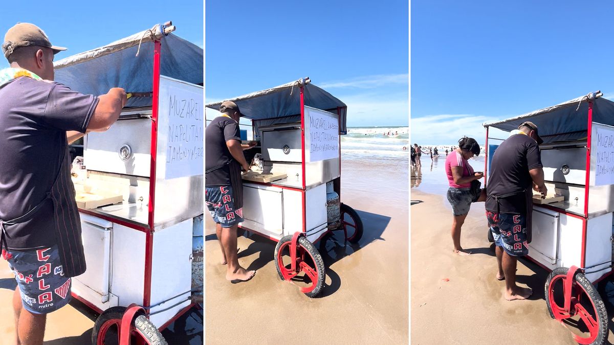 No podés ser tan capo: un vendedor ambulante te lleva la muzza calentita hasta la playa. No podés ser tan capo: un vendedor ambulante te lleva la muzza calentita hasta la playa.