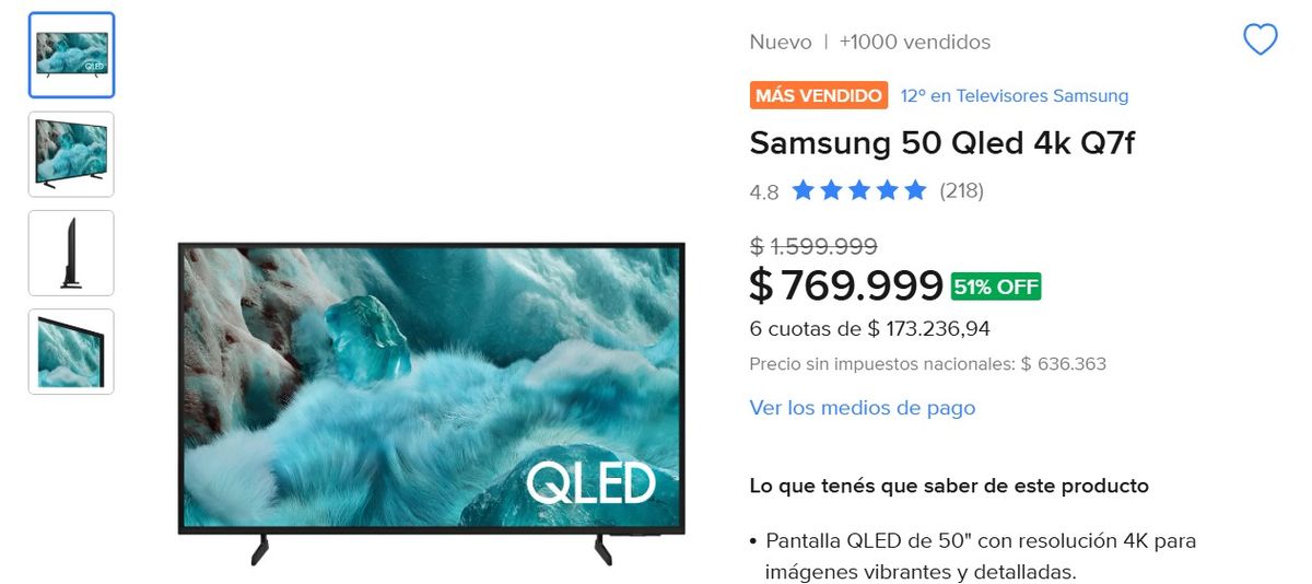 Televisor Samsung de oferta en Mercado Libre por el Hot Sale. Televisor Samsung de oferta en Mercado Libre por el Hot Sale.