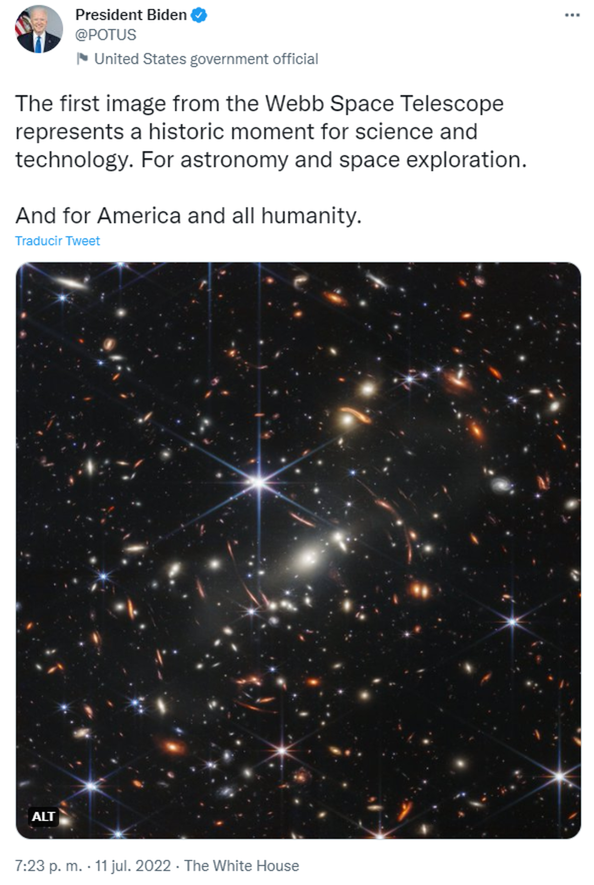 El presidente de los Estados Unidos, Joe Biden, hizo referencia en su cuenta de Twitter.