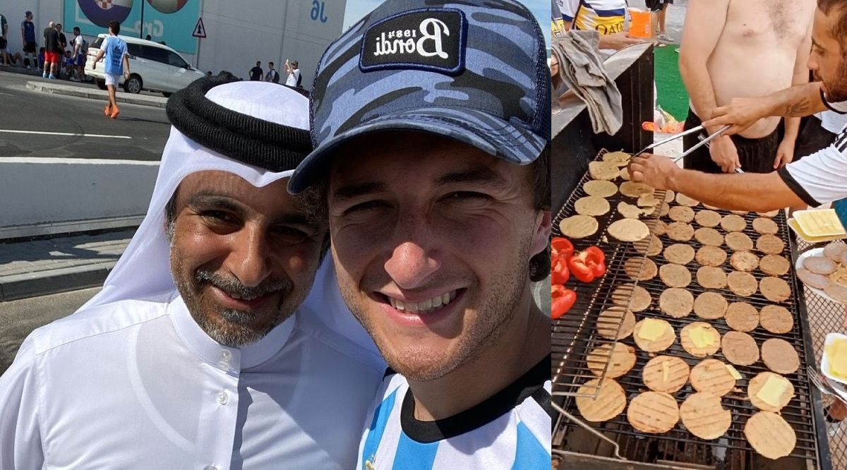 Un jeque árabe fanático de la Argentina regaló comida a los hinchas. 