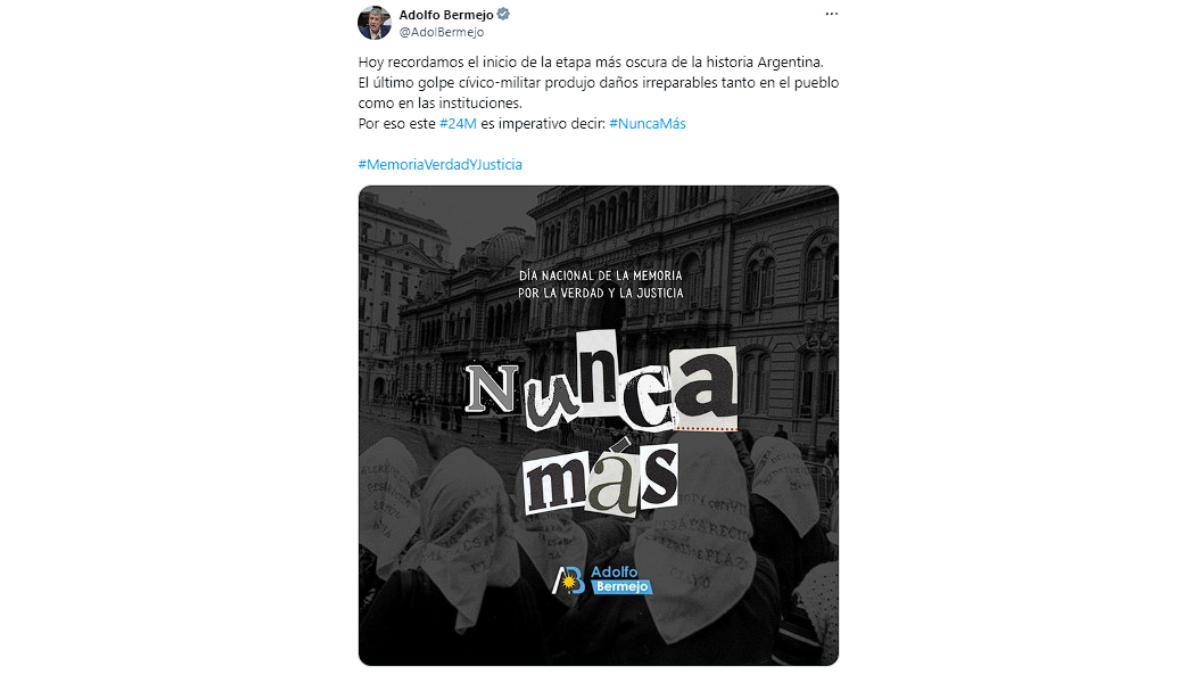 En el Día Nacional por la Memoria y la Justicia, Adolfo Bermejo, reflexionó sobre la etapa más oscura de los argentinos. En el Día Nacional por la Memoria y la Justicia, Adolfo Bermejo, reflexionó sobre la etapa más oscura de los argentinos.