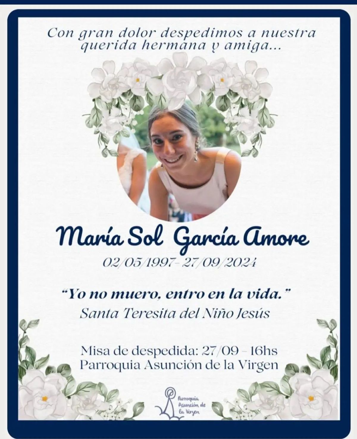 Los familiares y amigos de María Sol Amore realizaron una misa en su memoria. La joven madre era médica residente del Notti. Los familiares y amigos de María Sol Amore realizaron una misa en su memoria. La joven madre era médica residente del Notti.