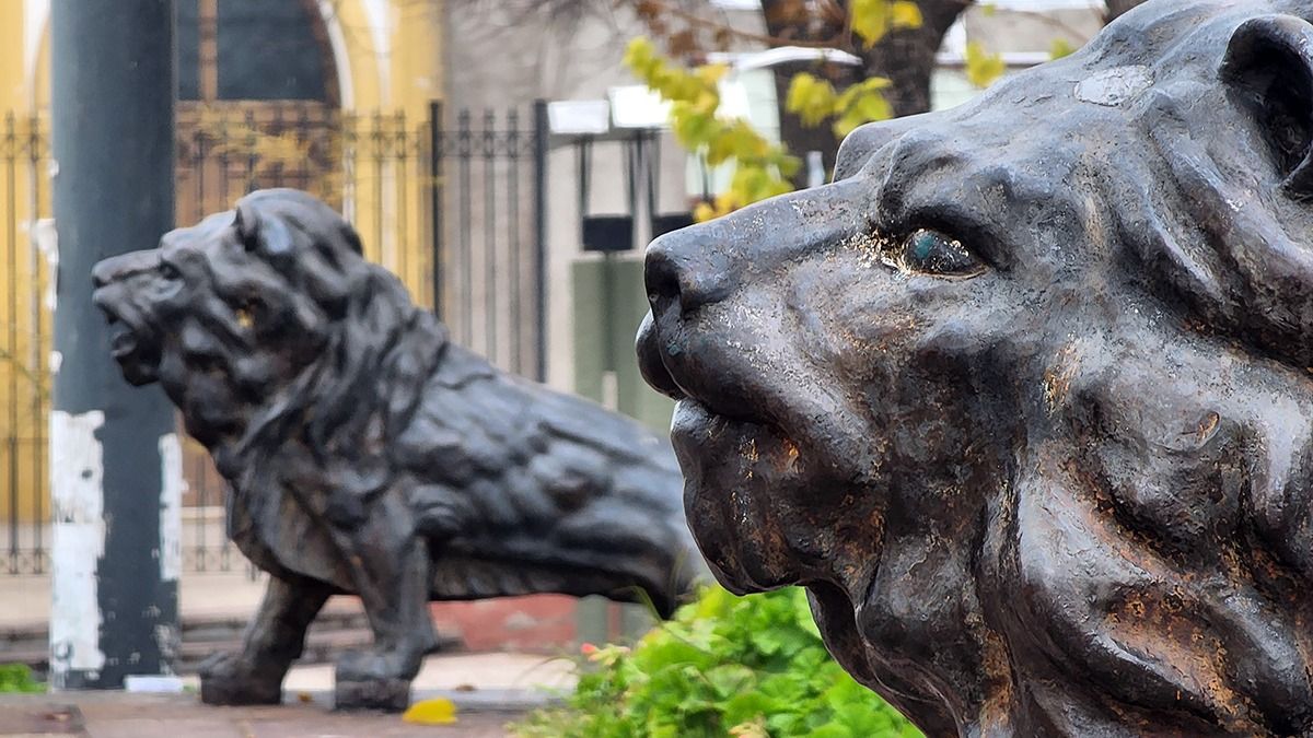 Los leones que custodian la entrada de la municipalidad de Guaymallén son los dos que pueden verse en la actualidad, los otros dos, que estaban ubicados en el comienzo de la Alameda, fueron retirados para su restauración
